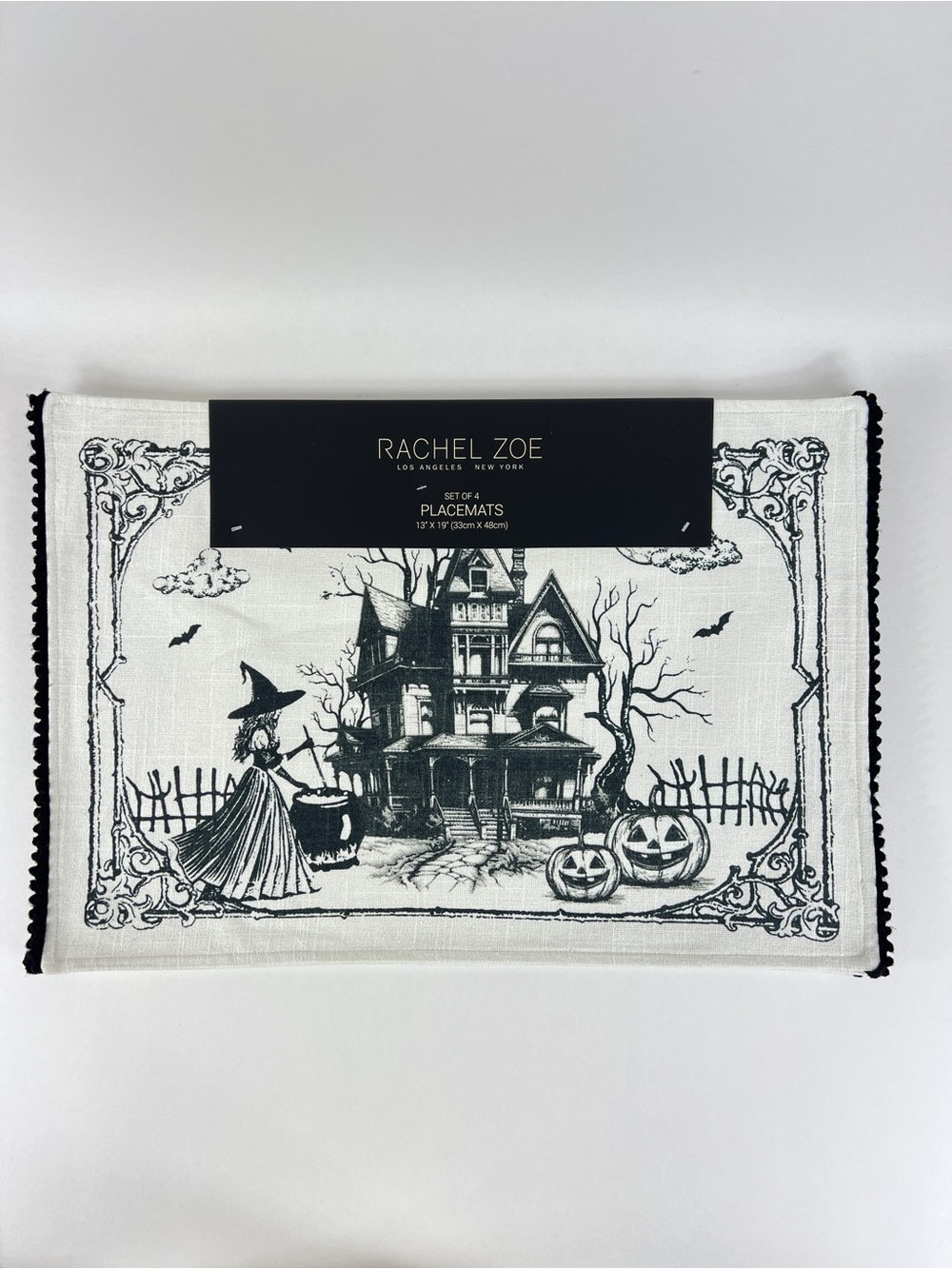Rachel Zoe Halloween Placemats Set of 4 Black and White